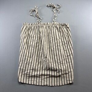 George Camisole Top Women 18 Beige Black Striped Lightweight Tie Shoulder Straps